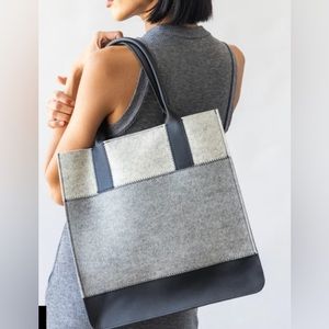 Graf Lantz Wool Jaunt Tote • Granite / Charcoal / Black Leather